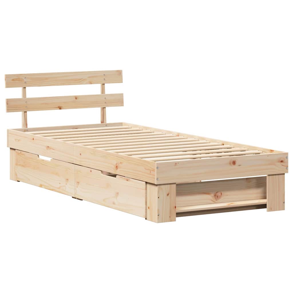 vidaXL Σκελετός Κρεβατιού Φυσικό 90 x 190 cm Στερεά ξυλεία πεύκου