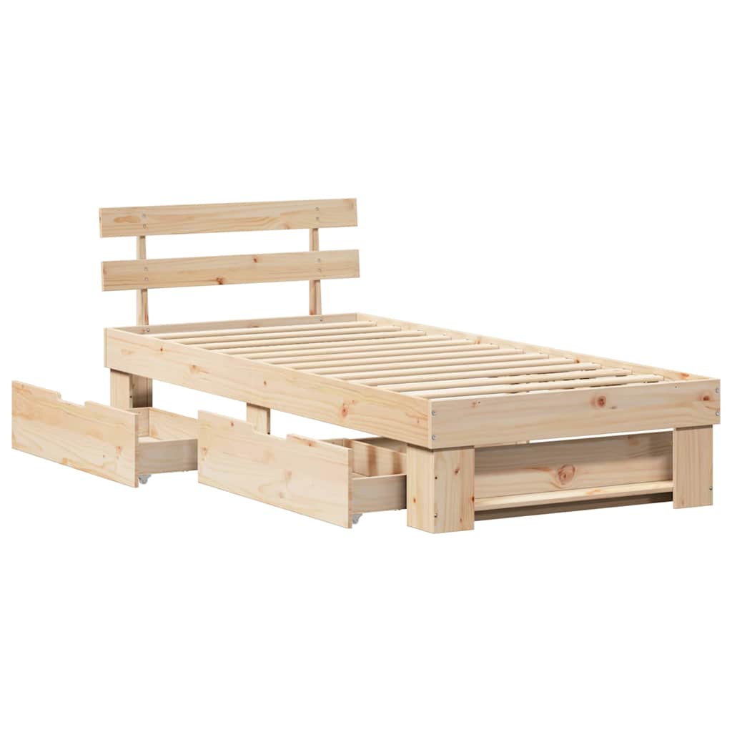 vidaXL Σκελετός Κρεβατιού Φυσικό 90 x 190 cm Στερεά ξυλεία πεύκου