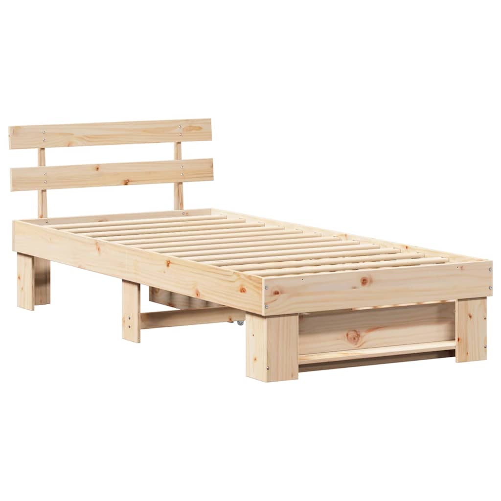 vidaXL Σκελετός Κρεβατιού Φυσικό 90 x 190 cm Στερεά ξυλεία πεύκου