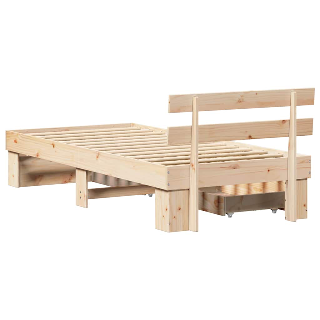 vidaXL Σκελετός Κρεβατιού Φυσικό 90 x 190 cm Στερεά ξυλεία πεύκου