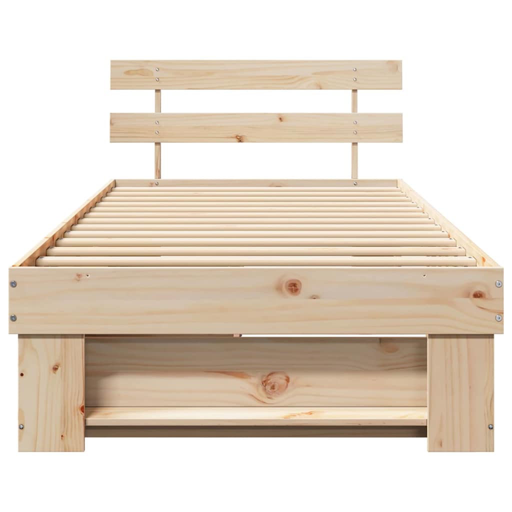 vidaXL Σκελετός Κρεβατιού Φυσικό 90 x 190 cm Στερεά ξυλεία πεύκου