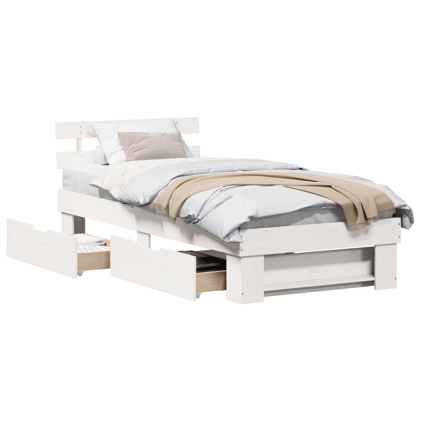 vidaXL Σκελετός Κρεβατιού Λευκό 90 x 190 cm Στερεά ξυλεία πεύκου