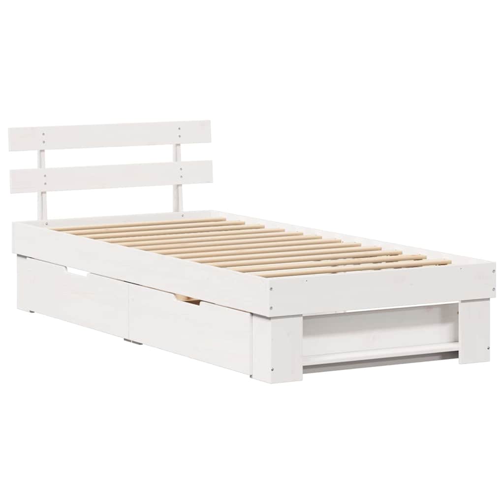 vidaXL Σκελετός Κρεβατιού Λευκό 90 x 190 cm Στερεά ξυλεία πεύκου