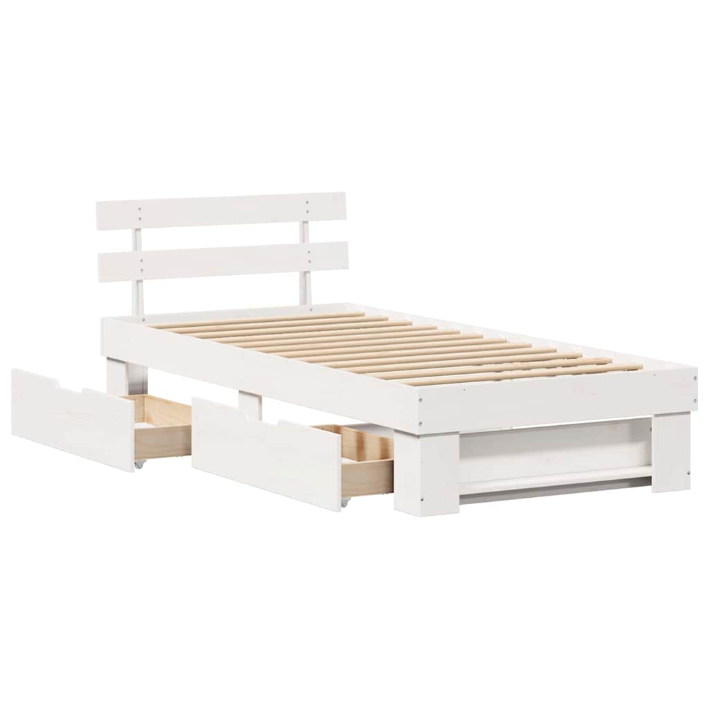 vidaXL Σκελετός Κρεβατιού Λευκό 90 x 190 cm Στερεά ξυλεία πεύκου