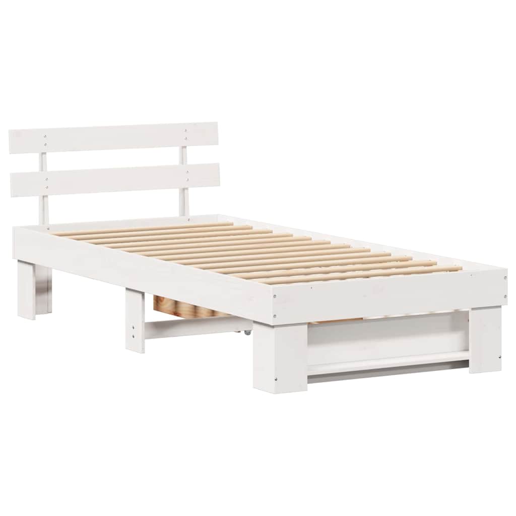vidaXL Σκελετός Κρεβατιού Λευκό 90 x 190 cm Στερεά ξυλεία πεύκου