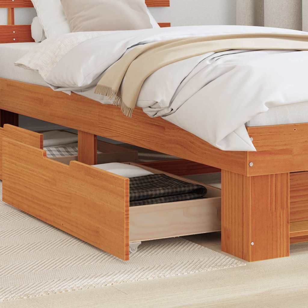 vidaXL Σκελετός Κρεβατιού Κερωτό καφέ 90 x 190 cm Στερεά ξυλεία πεύκου