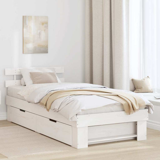vidaXL Σκελετός Κρεβατιού Λευκό 75 x 190 cm Στερεά ξυλεία πεύκου