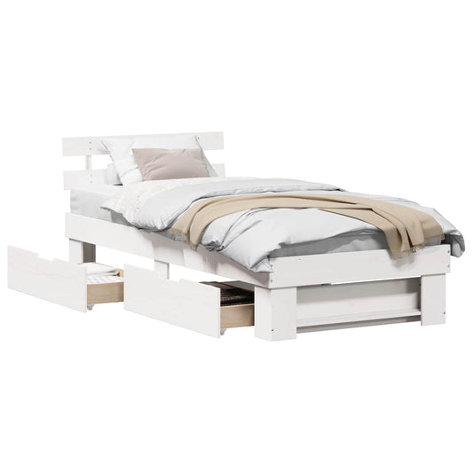 vidaXL Σκελετός Κρεβατιού Λευκό 75 x 190 cm Στερεά ξυλεία πεύκου