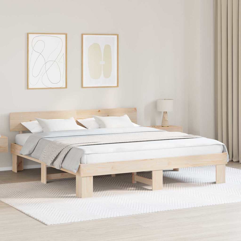 vidaXL Σκελετός Κρεβατιού Φυσικό 180 x 200 cm Στερεά ξυλεία πεύκου