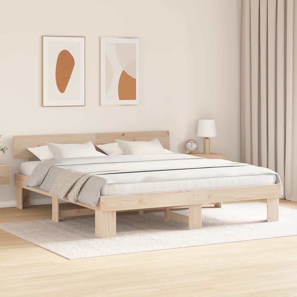 vidaXL Σκελετός Κρεβατιού Φυσικό 180 x 200 cm Στερεά ξυλεία πεύκου