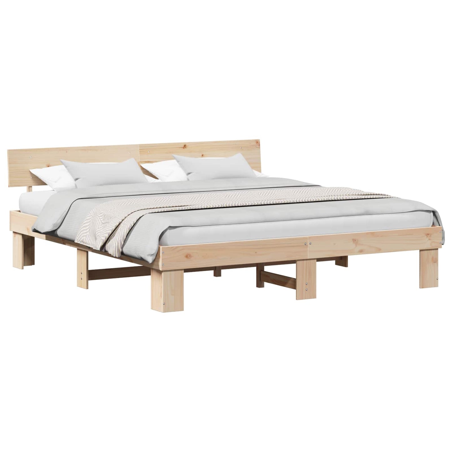 vidaXL Σκελετός Κρεβατιού Φυσικό 180 x 200 cm Στερεά ξυλεία πεύκου