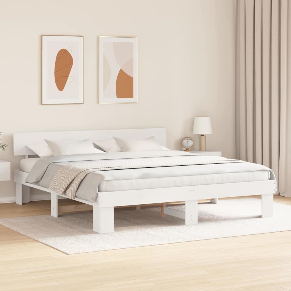 vidaXL Σκελετός Κρεβατιού Λευκό 180 x 200 cm Στερεά ξυλεία πεύκου