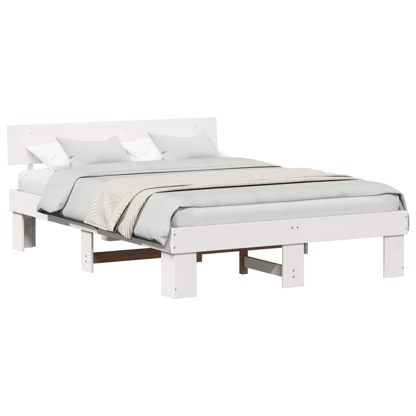 vidaXL Σκελετός Κρεβατιού Λευκό 160 x 200 cm Στερεά ξυλεία πεύκου