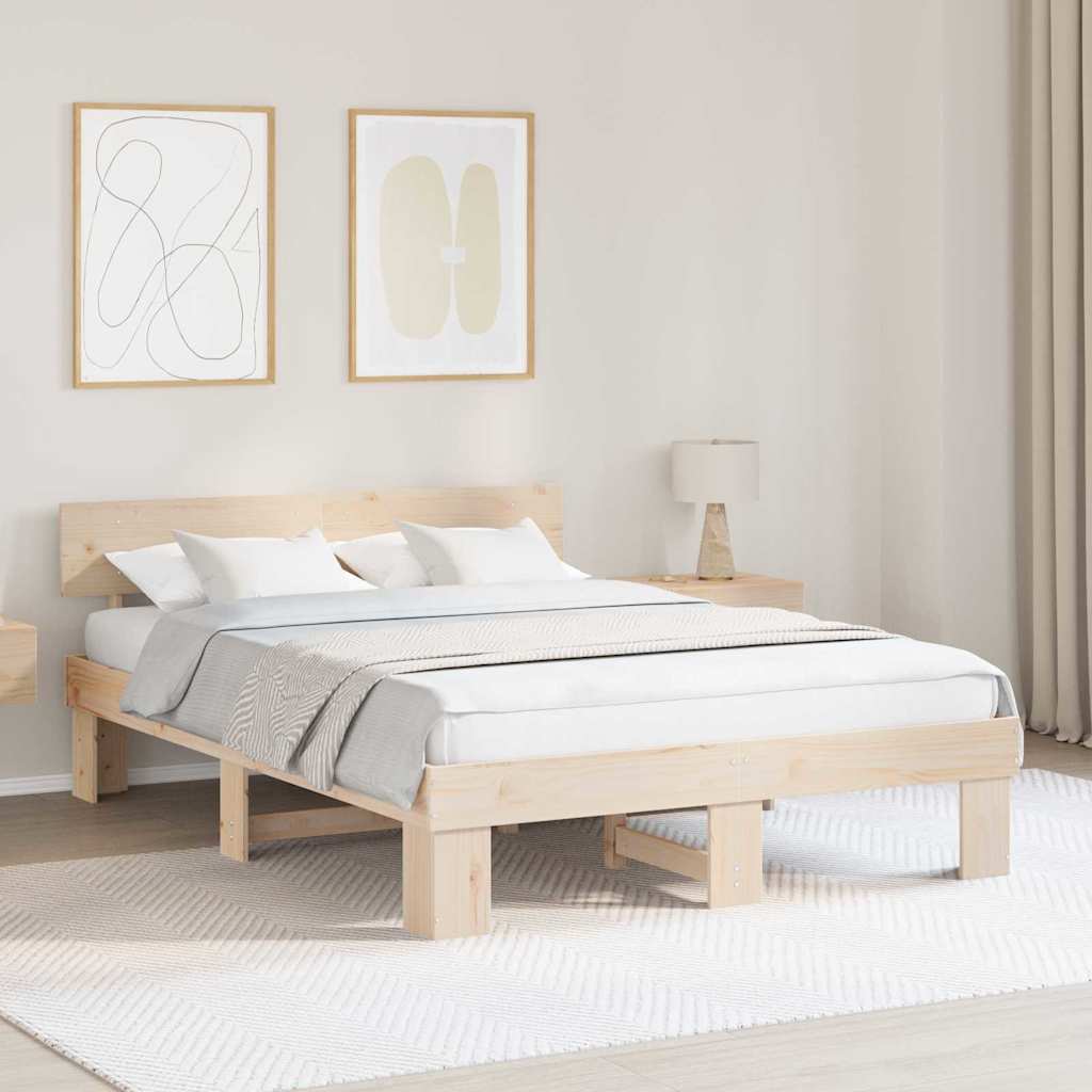 vidaXL Σκελετός Κρεβατιού Φυσικό 150 x 200 cm Στερεά ξυλεία πεύκου