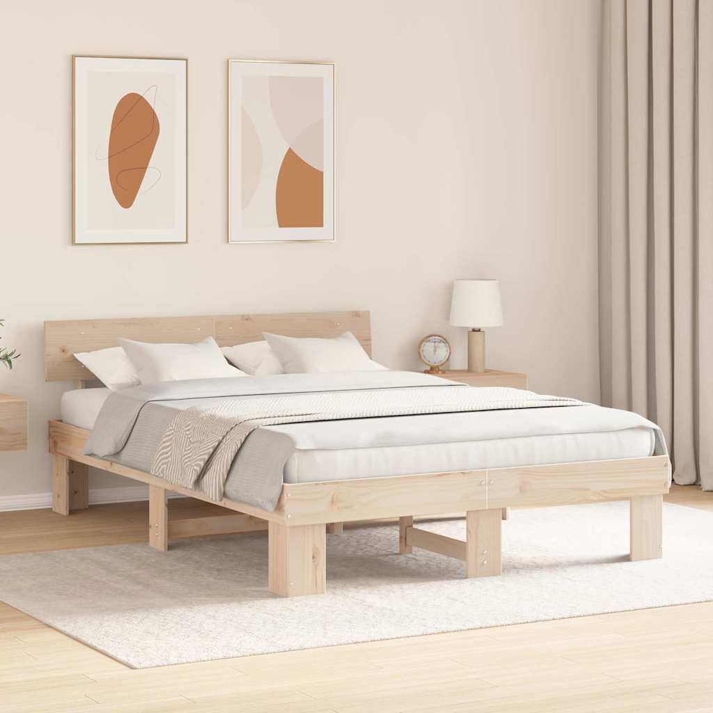 vidaXL Σκελετός Κρεβατιού Φυσικό 150 x 200 cm Στερεά ξυλεία πεύκου
