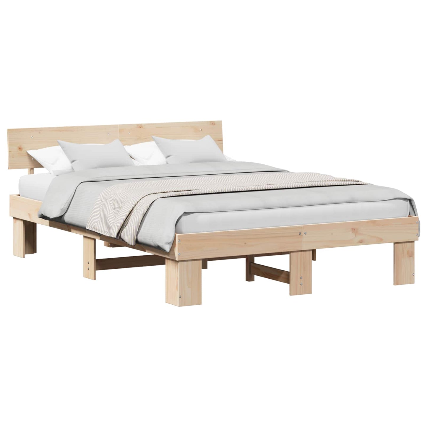 vidaXL Σκελετός Κρεβατιού Φυσικό 150 x 200 cm Στερεά ξυλεία πεύκου