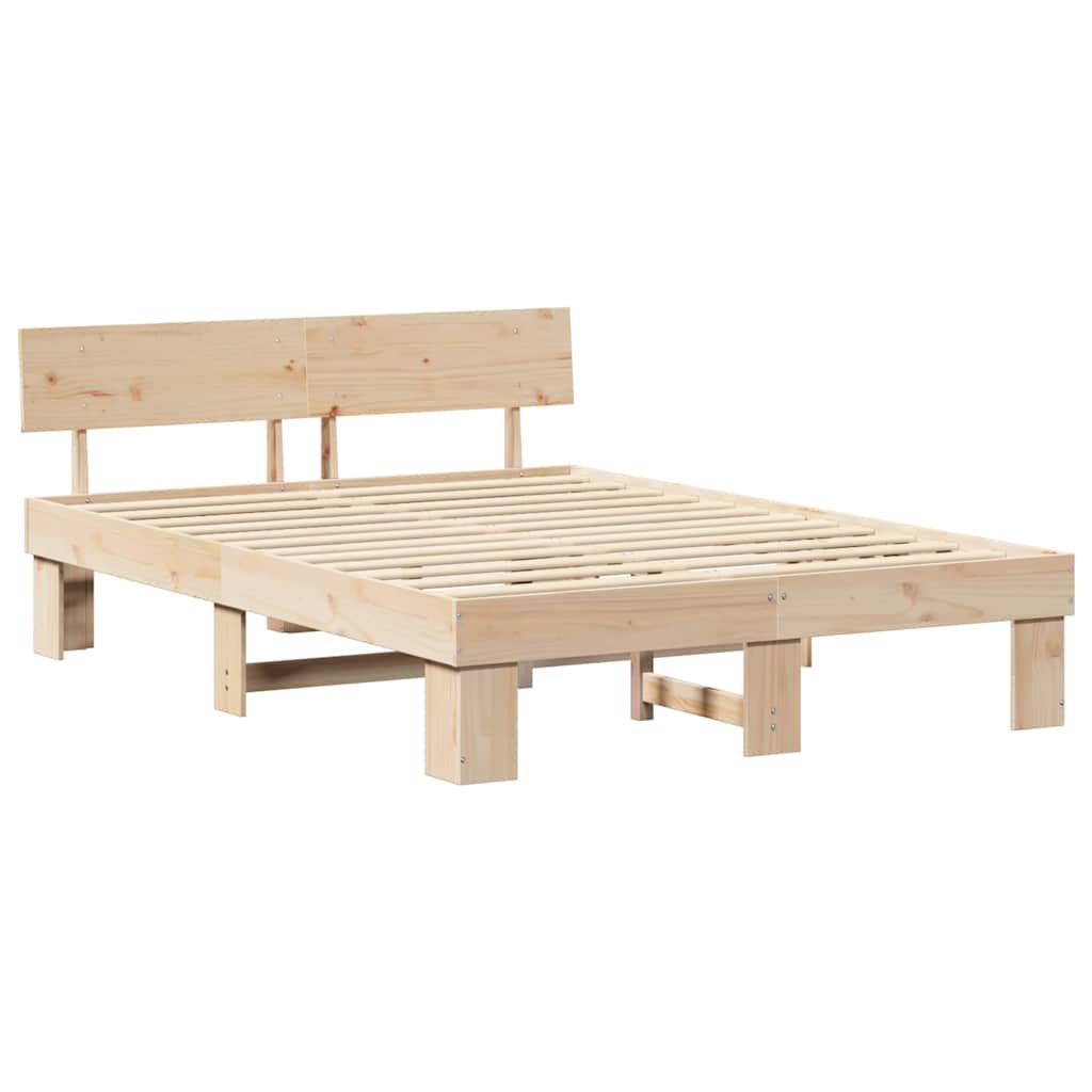 vidaXL Σκελετός Κρεβατιού Φυσικό 150 x 200 cm Στερεά ξυλεία πεύκου