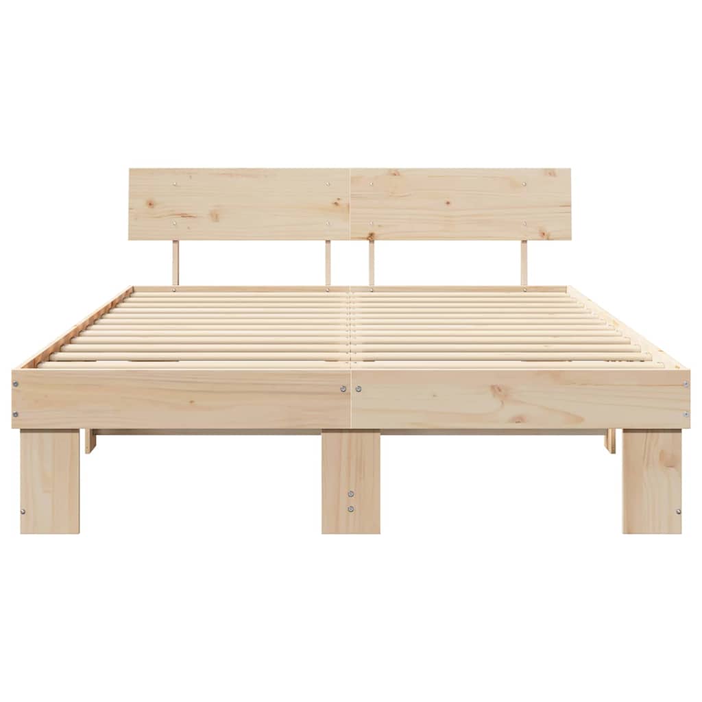 vidaXL Σκελετός Κρεβατιού Φυσικό 150 x 200 cm Στερεά ξυλεία πεύκου