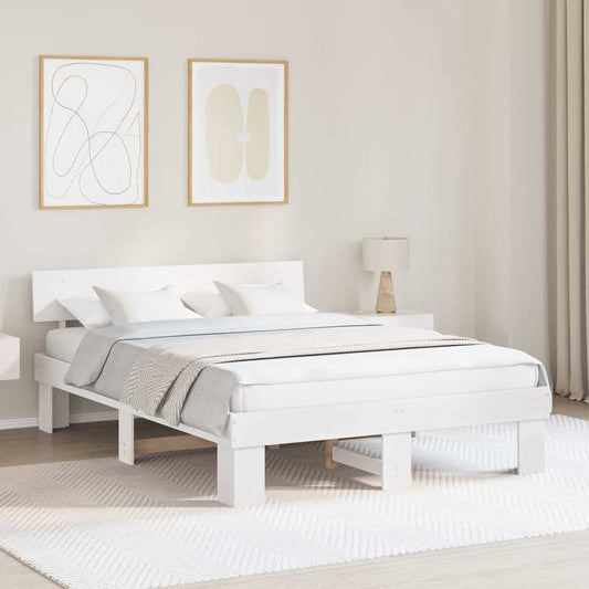 vidaXL Σκελετός Κρεβατιού Λευκό 140 x 200 cm Στερεά ξυλεία πεύκου