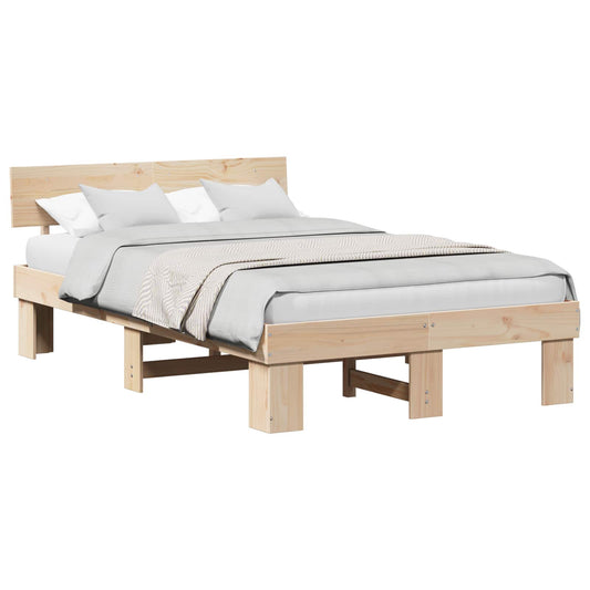 vidaXL Σκελετός Κρεβατιού Φυσικό 135 x 190 cm Στερεά ξυλεία πεύκου