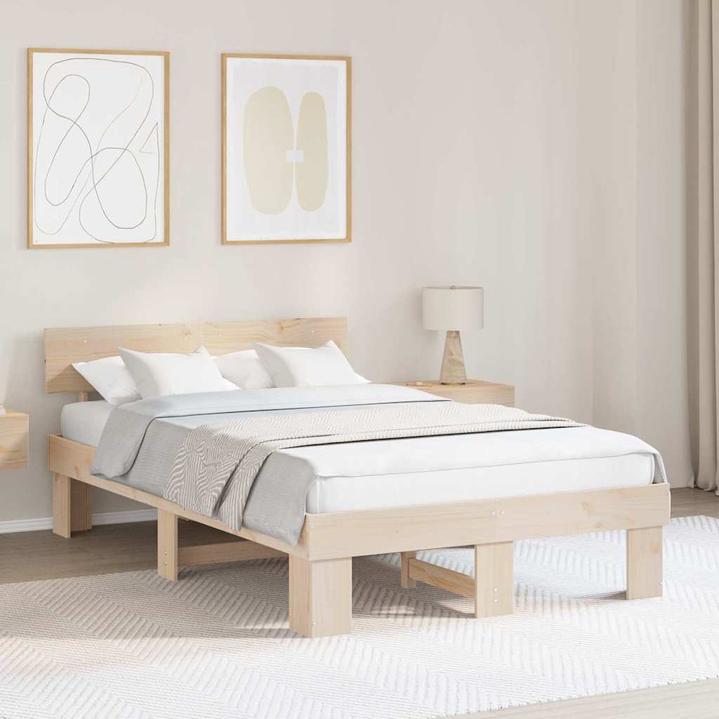 vidaXL Σκελετός Κρεβατιού Φυσικό 120 x 190 cm Στερεά ξυλεία πεύκου