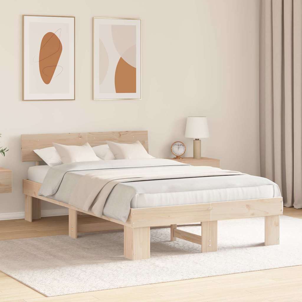 vidaXL Σκελετός Κρεβατιού Φυσικό 120 x 190 cm Στερεά ξυλεία πεύκου