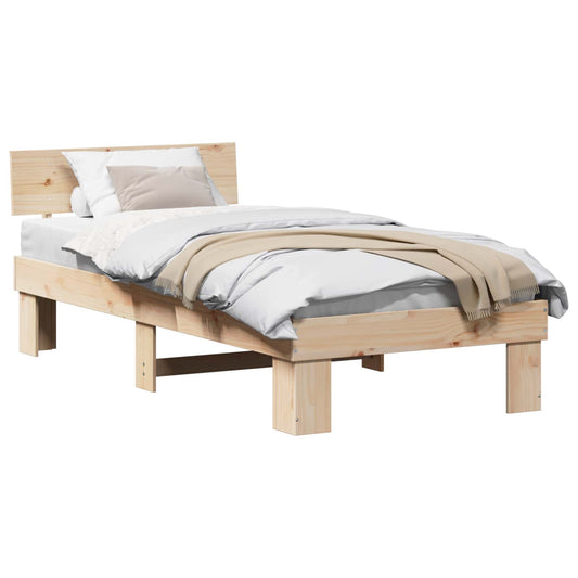vidaXL Σκελετός Κρεβατιού Φυσικό 90 x 190 cm Στερεά ξυλεία πεύκου