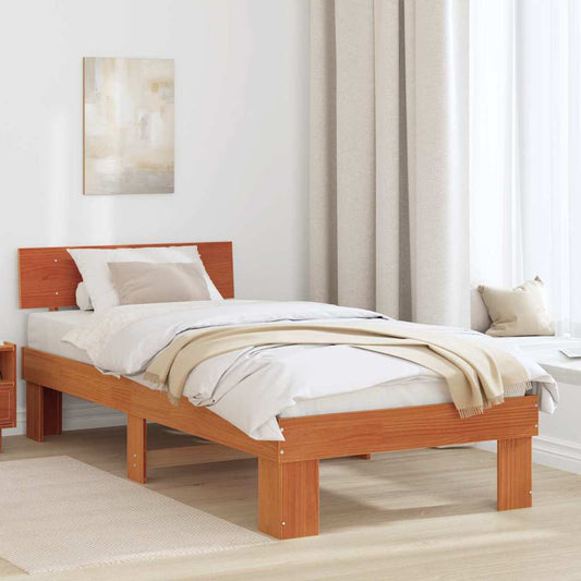 vidaXL Σκελετός Κρεβατιού Κερωτό καφέ 75 x 190 cm Στερεά ξυλεία πεύκου