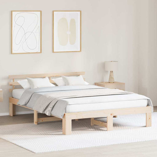 vidaXL Σκελετός Κρεβατιού Φυσικό 150 x 200 cm Στερεά ξυλεία πεύκου