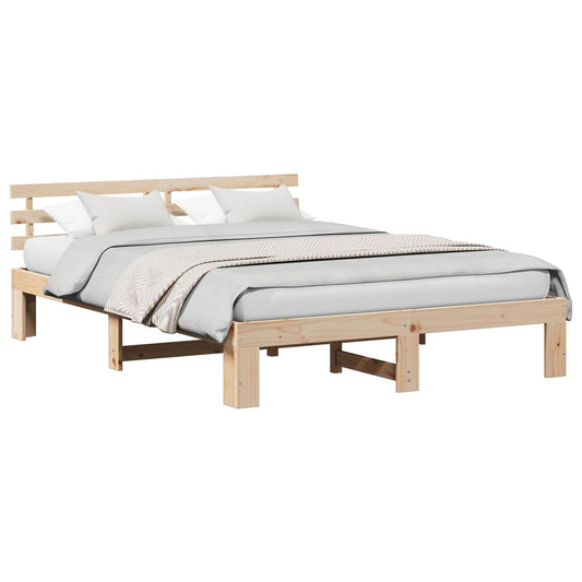 vidaXL Σκελετός Κρεβατιού Φυσικό 150 x 200 cm Στερεά ξυλεία πεύκου