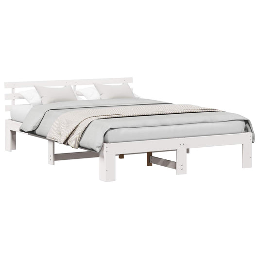 vidaXL Σκελετός Κρεβατιού Λευκό 150 x 200 cm Στερεά ξυλεία πεύκου