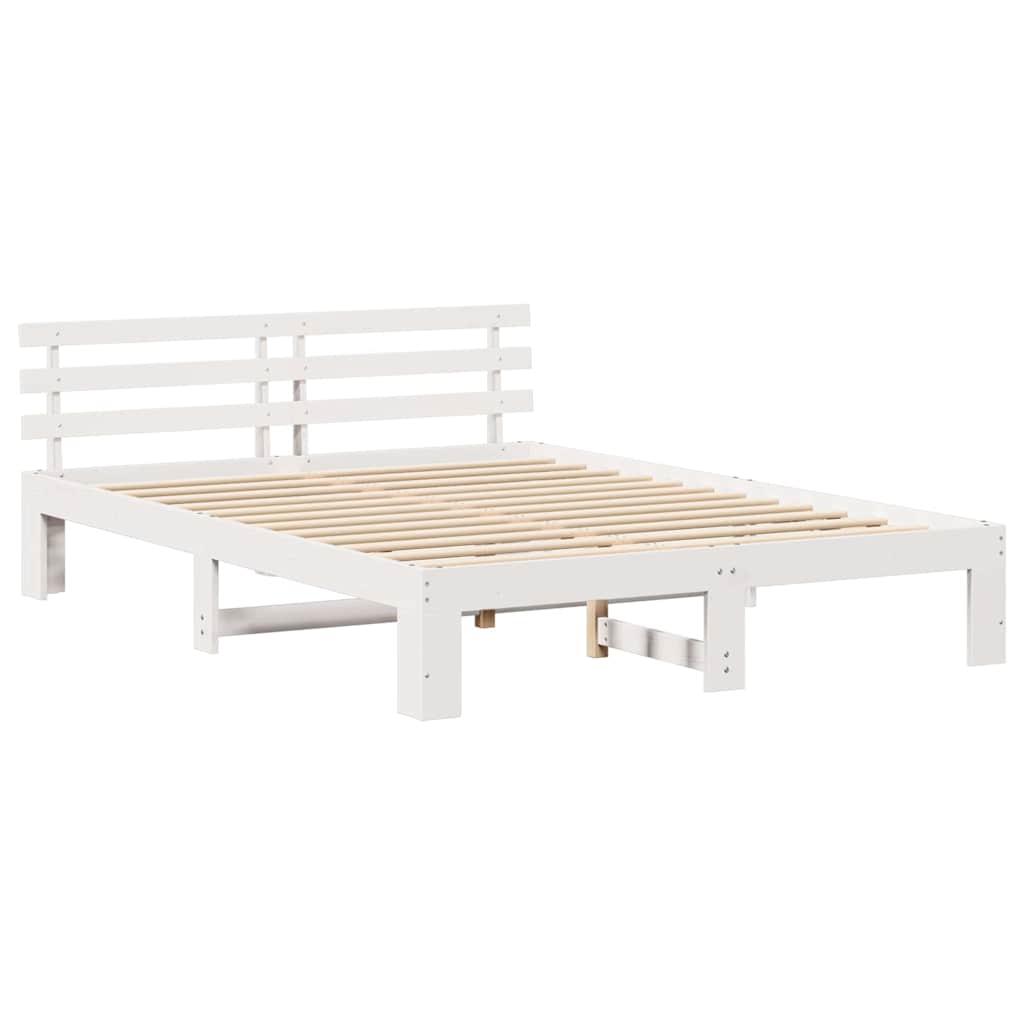 vidaXL Σκελετός Κρεβατιού Λευκό 150 x 200 cm Στερεά ξυλεία πεύκου