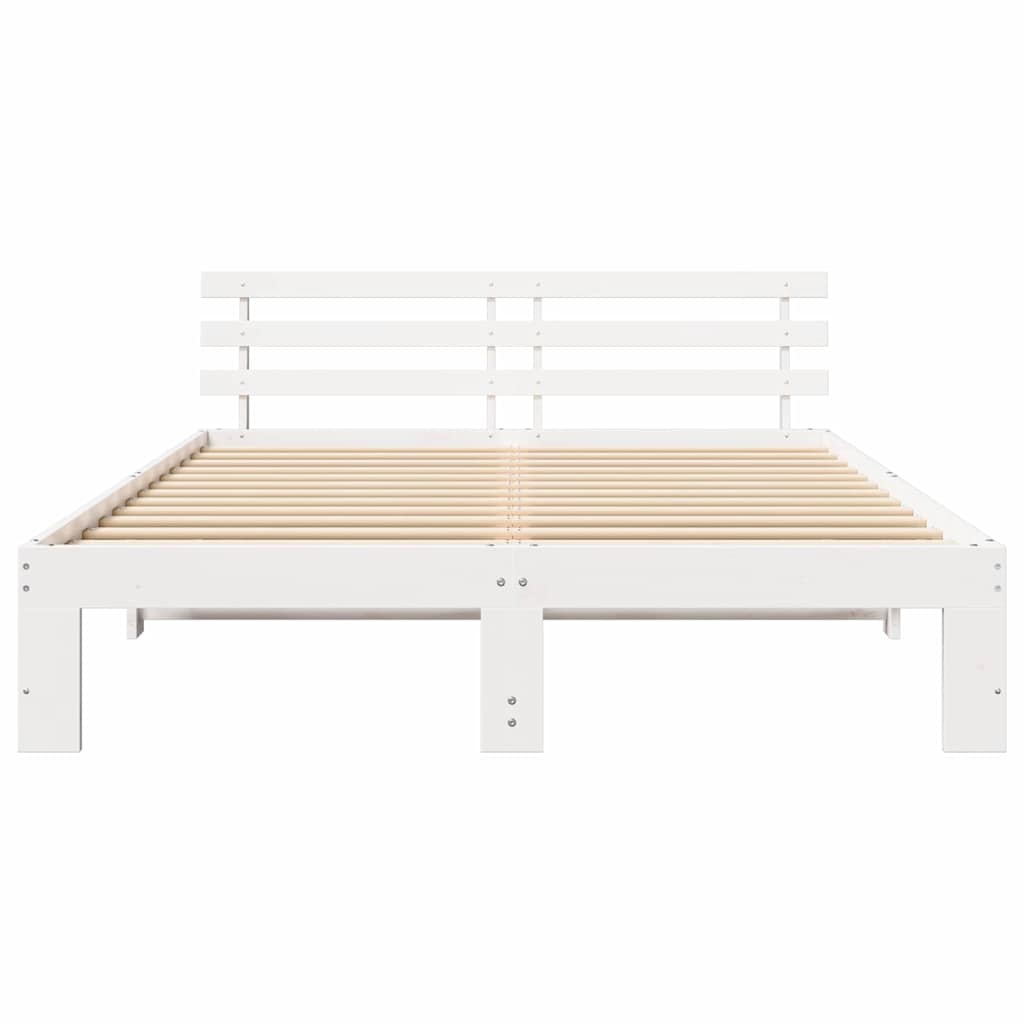 vidaXL Σκελετός Κρεβατιού Λευκό 150 x 200 cm Στερεά ξυλεία πεύκου