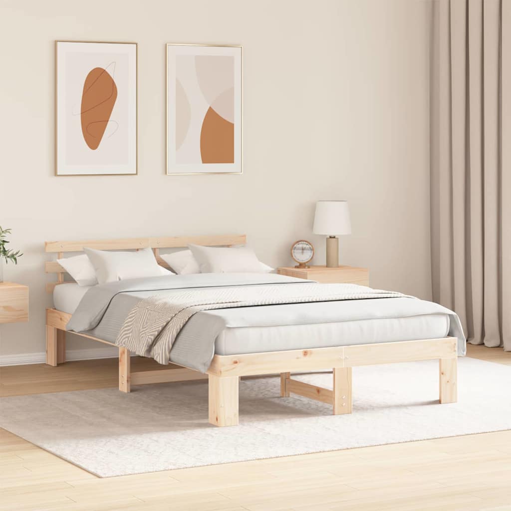 vidaXL Σκελετός Κρεβατιού Φυσικό 120 x 200 cm Στερεά ξυλεία πεύκου