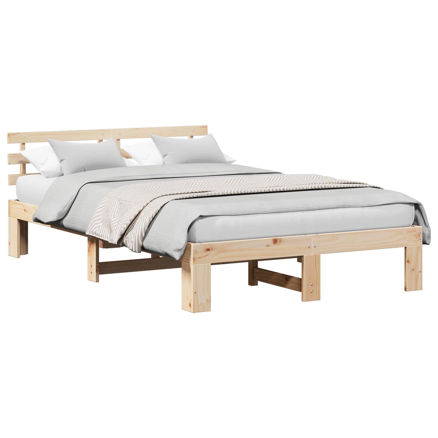 vidaXL Σκελετός Κρεβατιού Φυσικό 120 x 200 cm Στερεά ξυλεία πεύκου