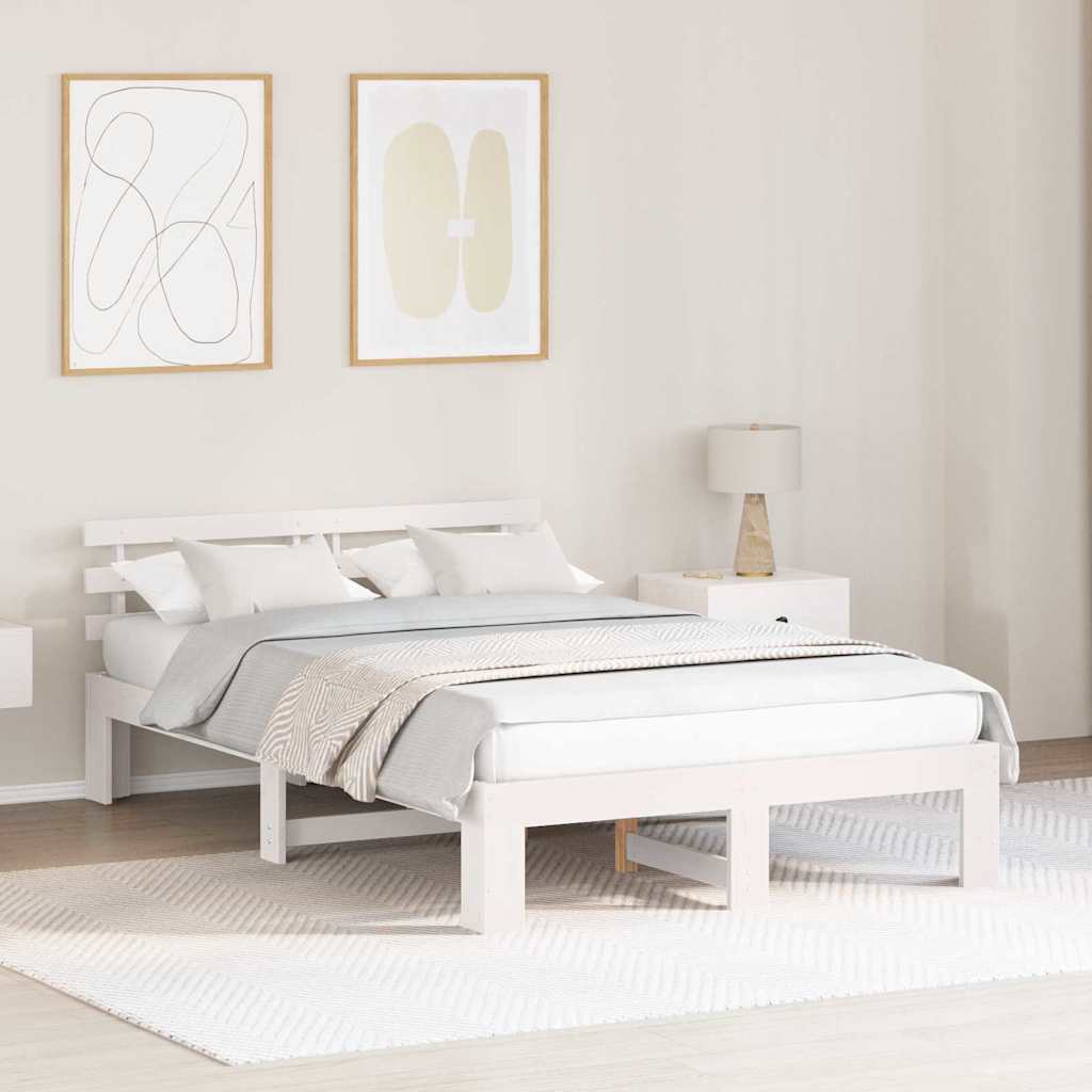 vidaXL Σκελετός Κρεβατιού Λευκό 120 x 200 cm Στερεά ξυλεία πεύκου