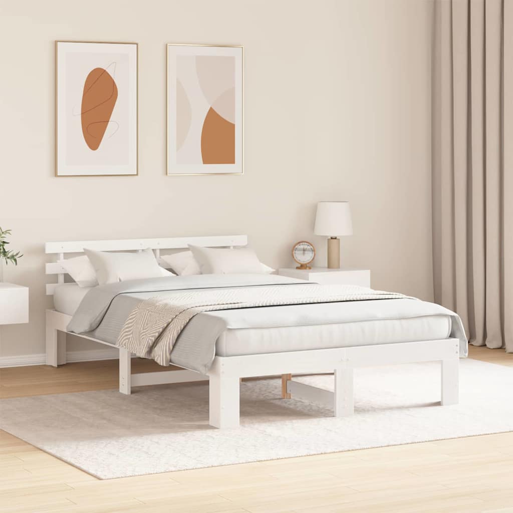 vidaXL Σκελετός Κρεβατιού Λευκό 120 x 200 cm Στερεά ξυλεία πεύκου