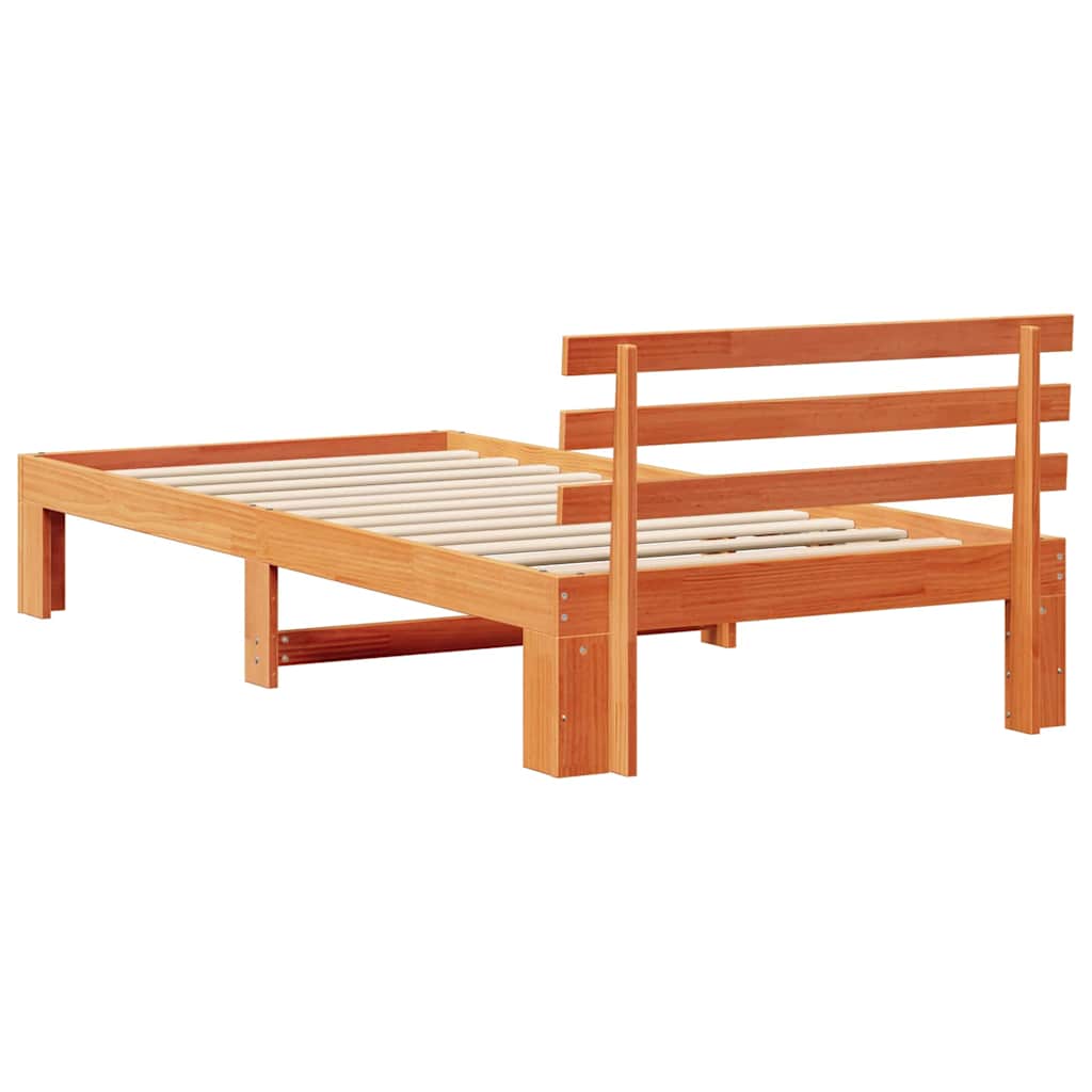 vidaXL Σκελετός Κρεβατιού Κερωτό καφέ 90 x 190 cm Στερεά ξυλεία πεύκου