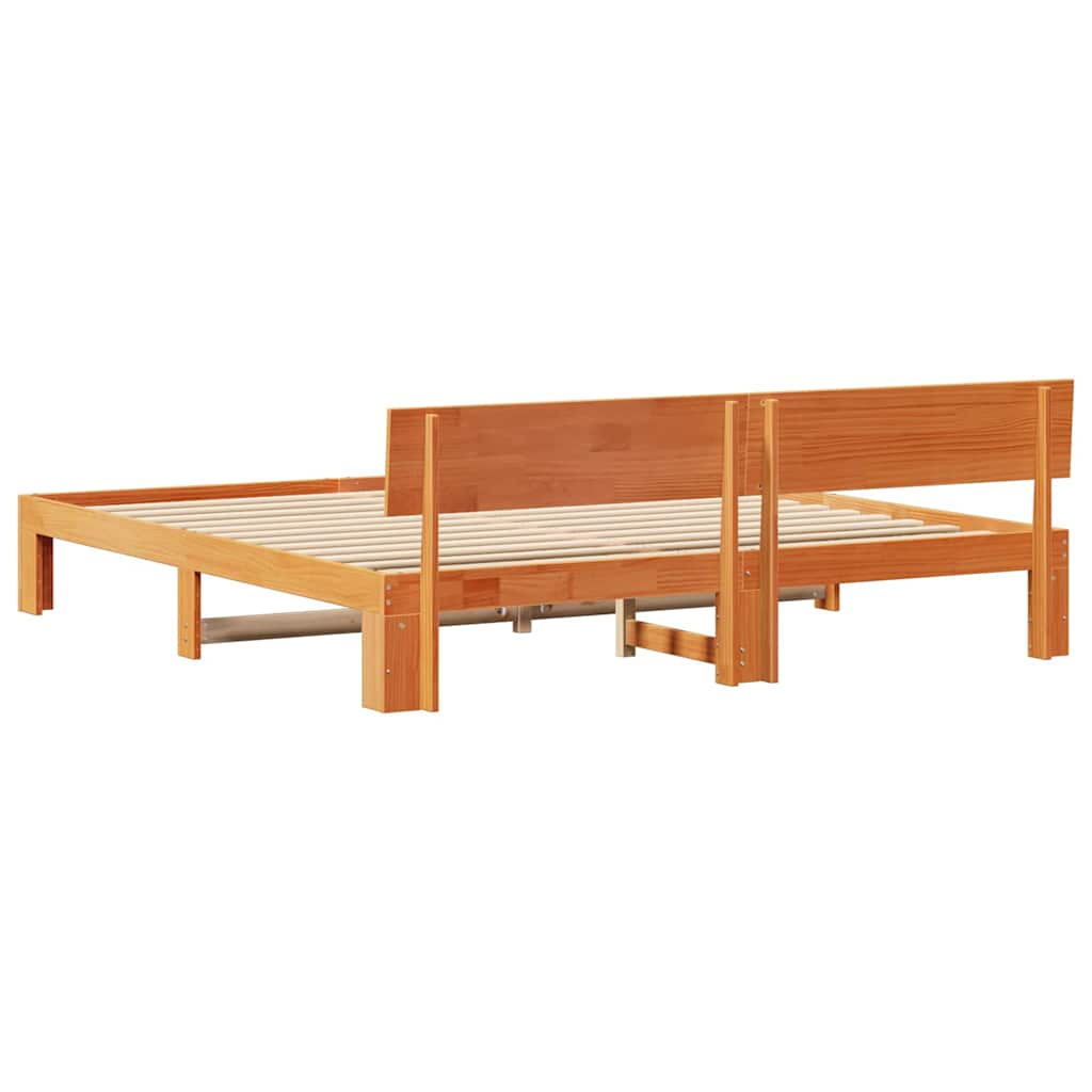 vidaXL Σκελετός Κρεβατιού με κεφαλάρι Κερωτό καφέ 200 x 200 cm