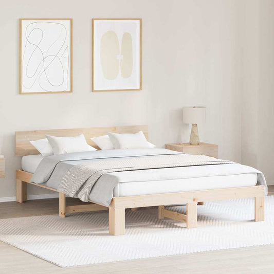 vidaXL Σκελετός Κρεβατιού Φυσικό 140 x 200 cm Στερεά ξυλεία πεύκου