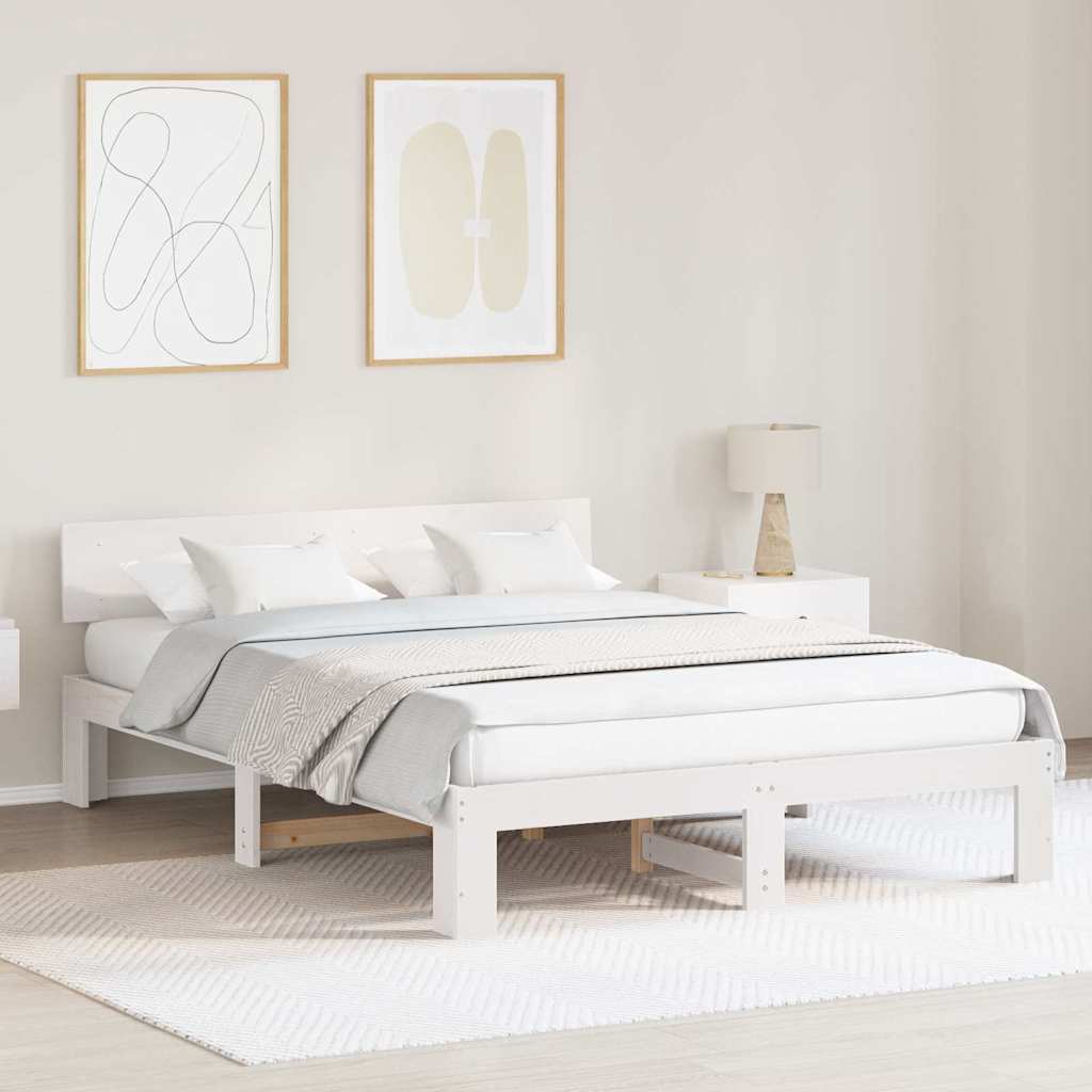 vidaXL Σκελετός Κρεβατιού Λευκό 140 x 200 cm Στερεά ξυλεία πεύκου