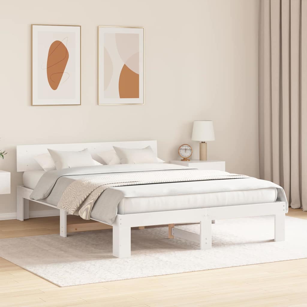 vidaXL Σκελετός Κρεβατιού Λευκό 140 x 200 cm Στερεά ξυλεία πεύκου
