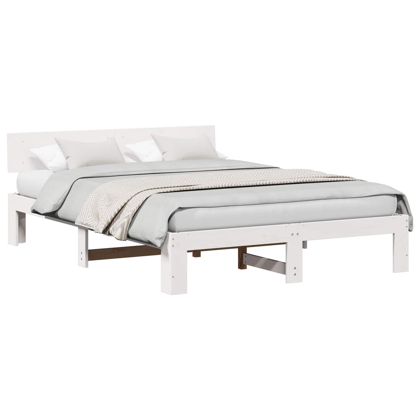 vidaXL Σκελετός Κρεβατιού Λευκό 140 x 200 cm Στερεά ξυλεία πεύκου