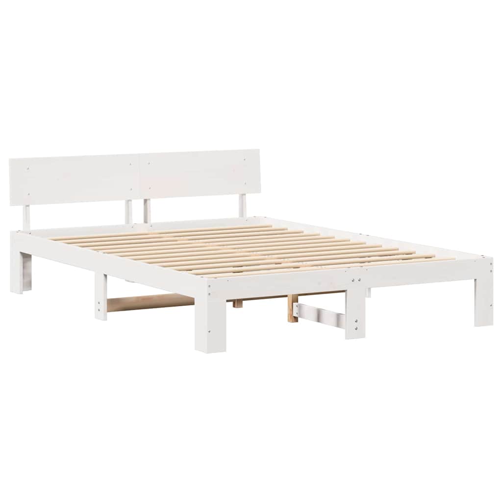 vidaXL Σκελετός Κρεβατιού Λευκό 140 x 200 cm Στερεά ξυλεία πεύκου