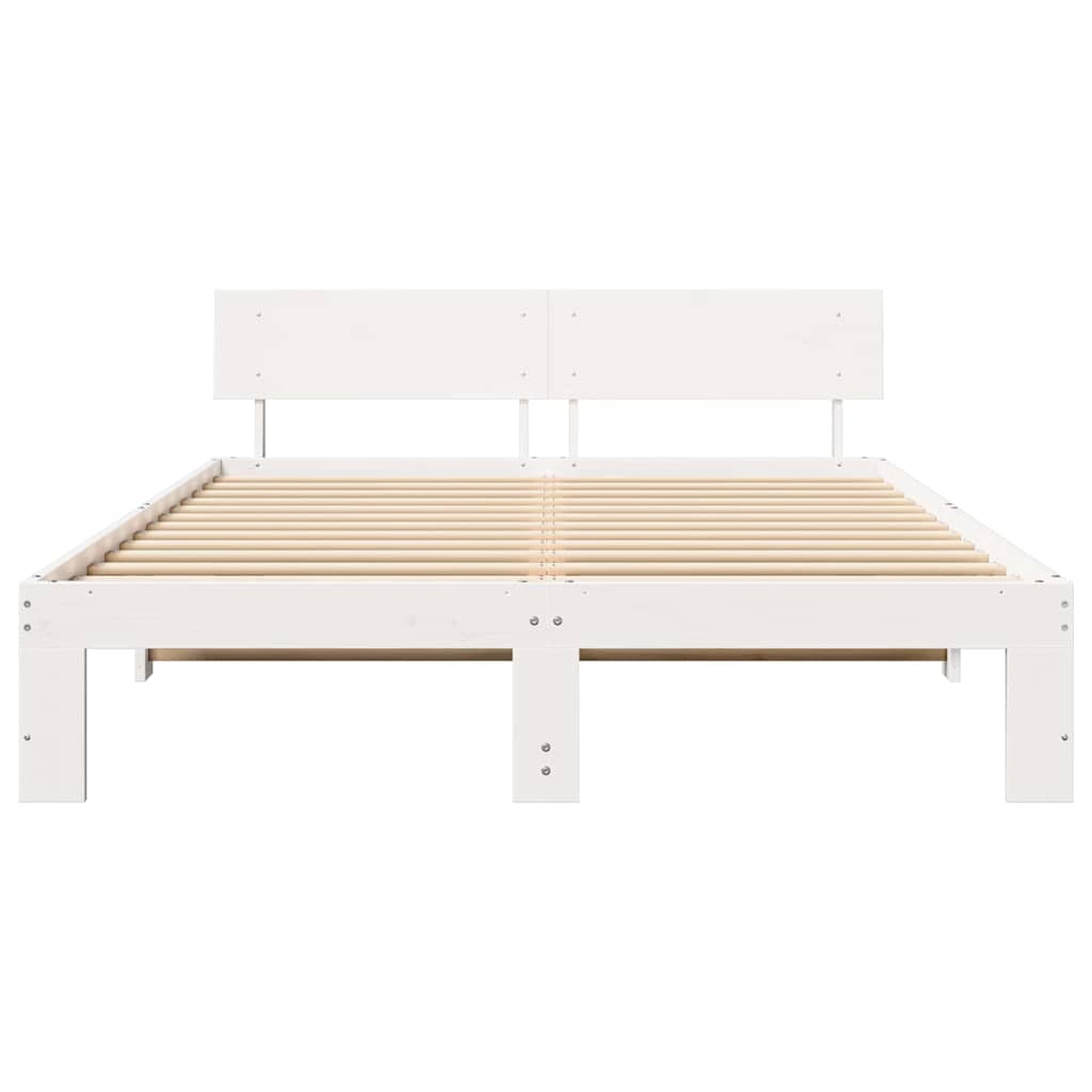 vidaXL Σκελετός Κρεβατιού Λευκό 140 x 200 cm Στερεά ξυλεία πεύκου