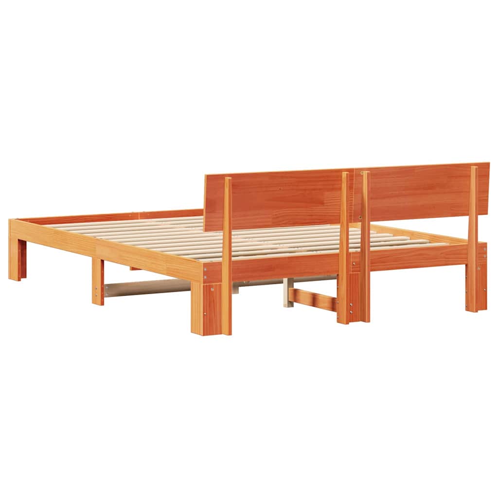 vidaXL Σκελετός Κρεβατιού με κεφαλάρι Κερωτό καφέ 140 x 200 cm