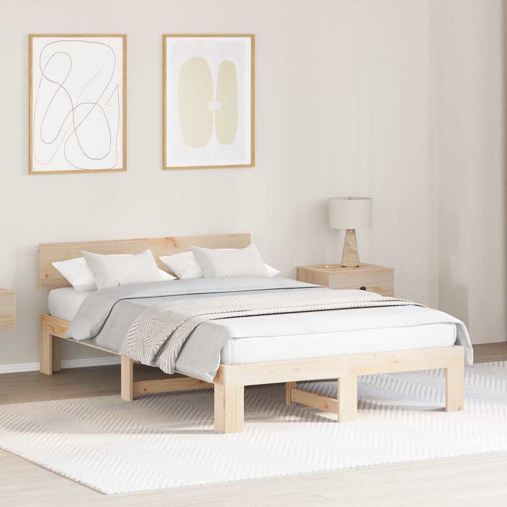 vidaXL Σκελετός Κρεβατιού Φυσικό 120 x 200 cm Στερεά ξυλεία πεύκου