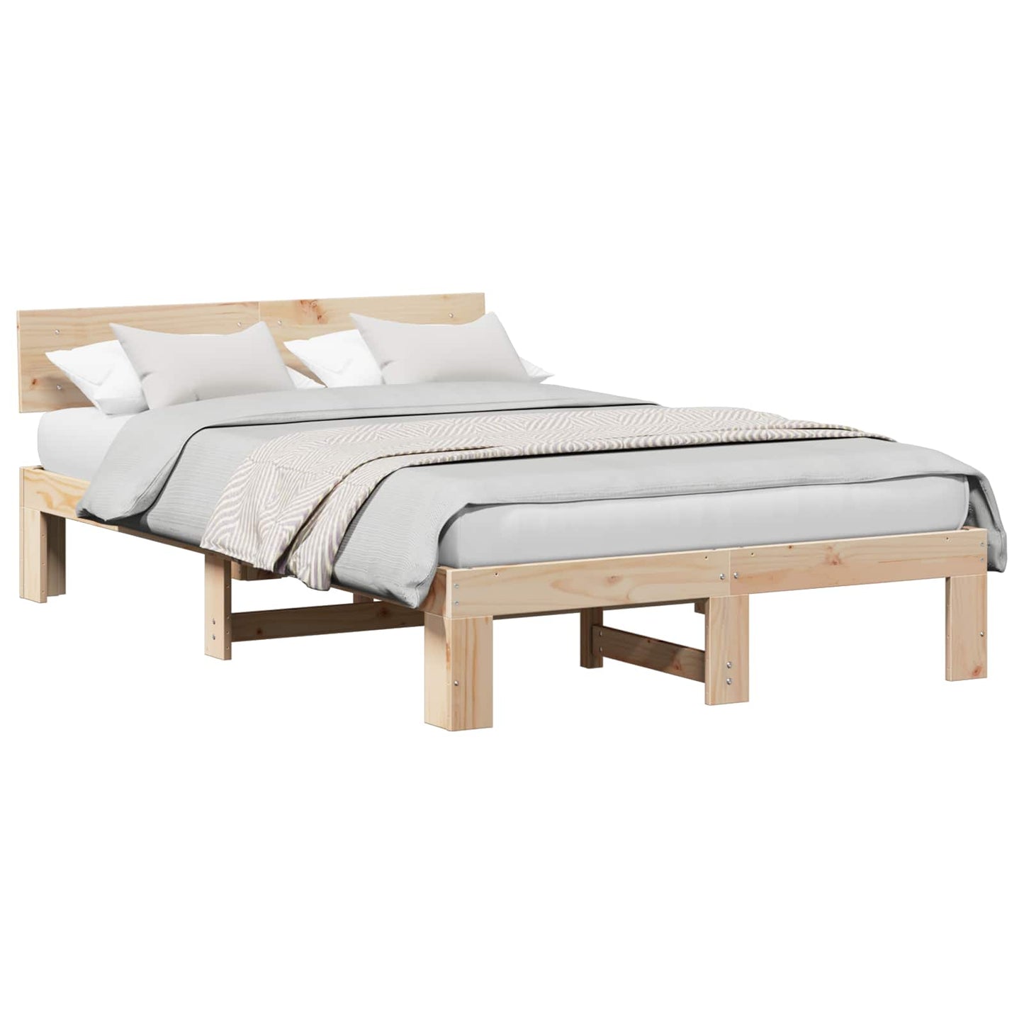 vidaXL Σκελετός Κρεβατιού Φυσικό 120 x 200 cm Στερεά ξυλεία πεύκου