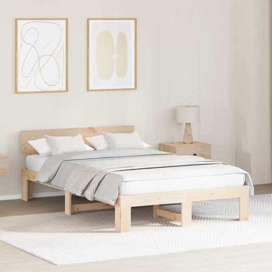 vidaXL Σκελετός Κρεβατιού Φυσικό 140 x 190 cm Στερεά ξυλεία πεύκου