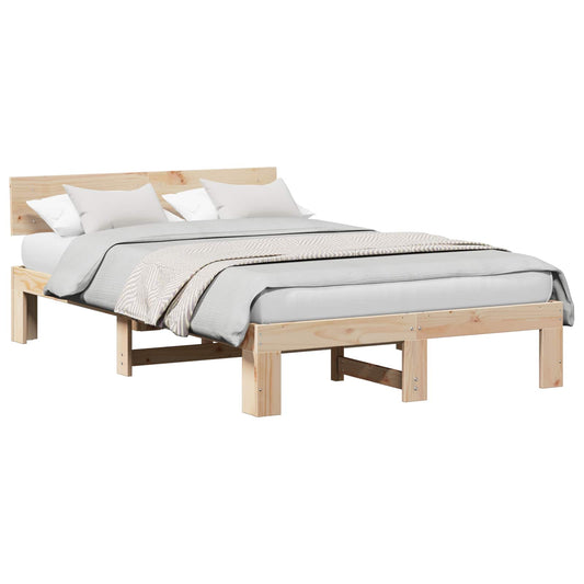 vidaXL Σκελετός Κρεβατιού Φυσικό 140 x 190 cm Στερεά ξυλεία πεύκου